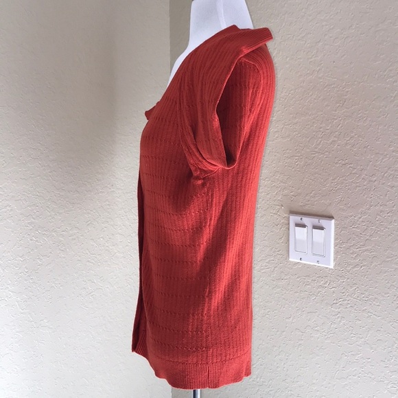 VERVE Thinly Cable Knitted Orange Cardigan Sweater - Picture 3 of 6